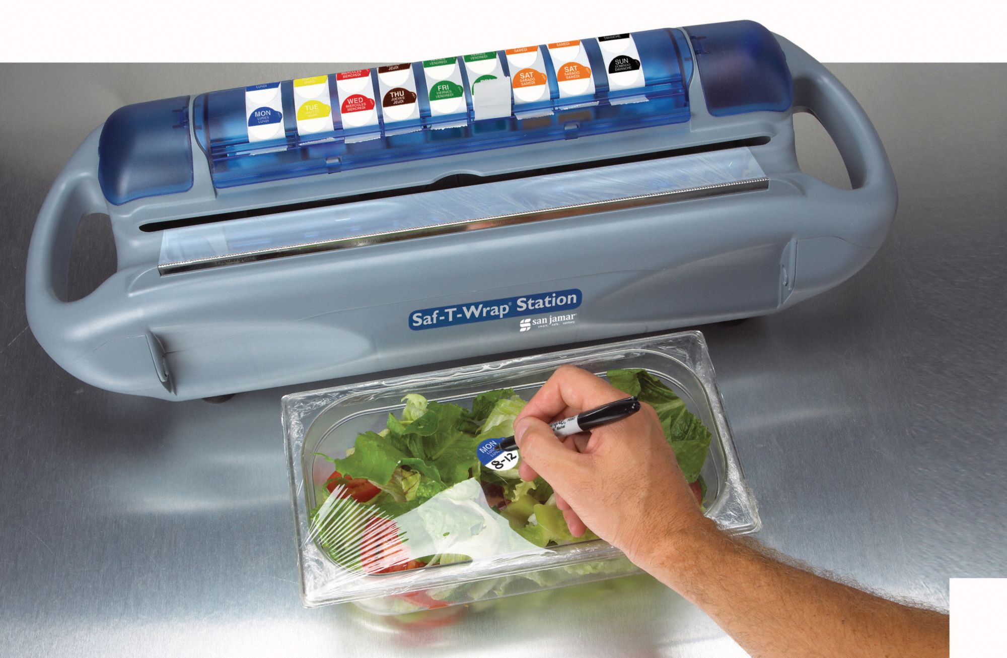 SAN JAMAR Food Wrap Dispenser w/Slide Cutter 9 in Ht, 28 in Wd, 10 in Dp, Plastic 6CAN1