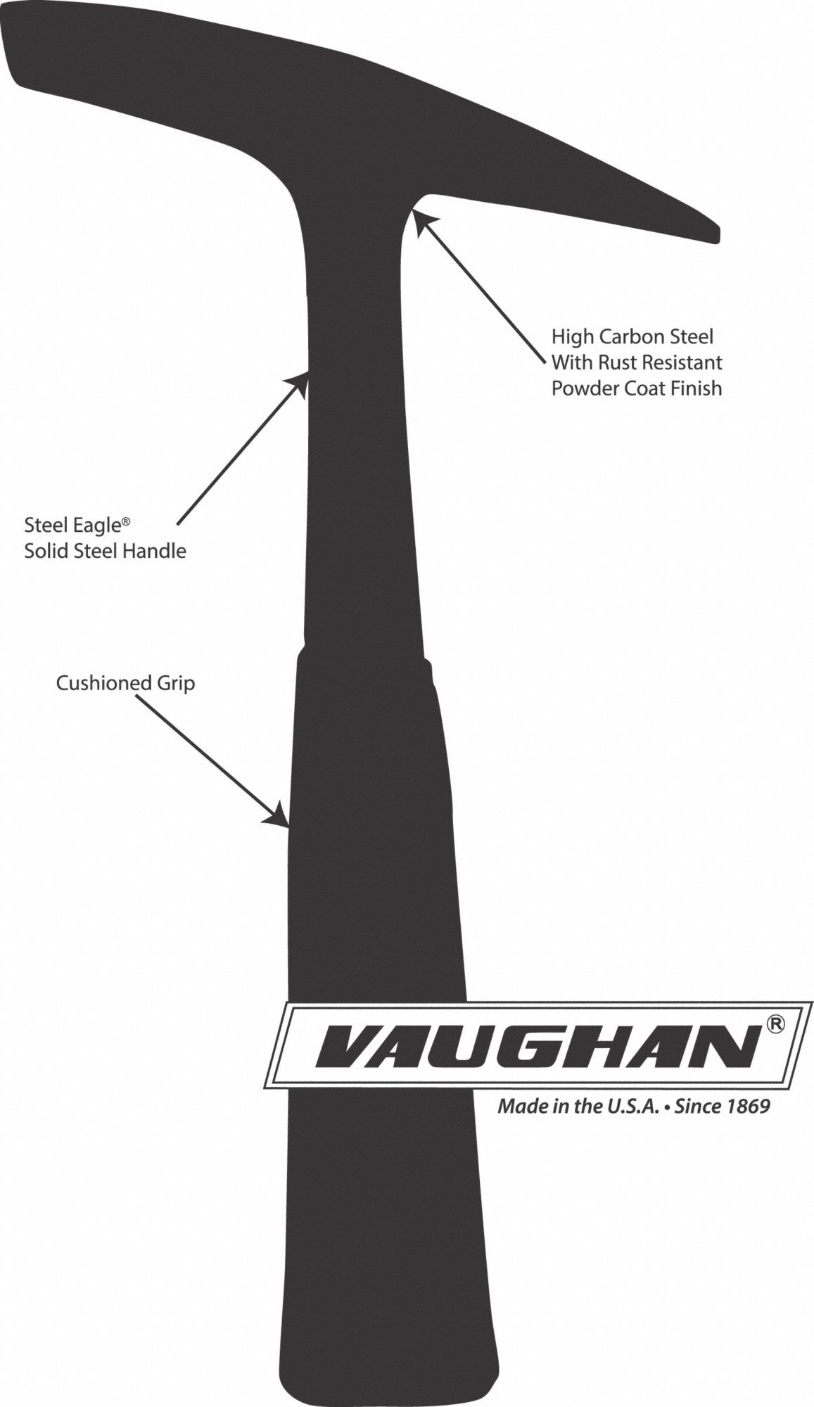 VAUGHAN Welders Chipping Hammer, 14 oz, Steel 6CLP4RWC14 Grainger
