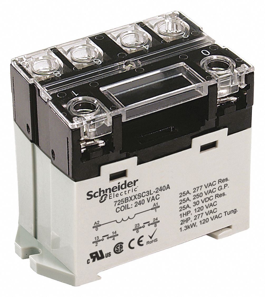 SCHNEIDER ELECTRIC Enclosed Power Relay 6 Pins Relay, DPSTNO, 24V