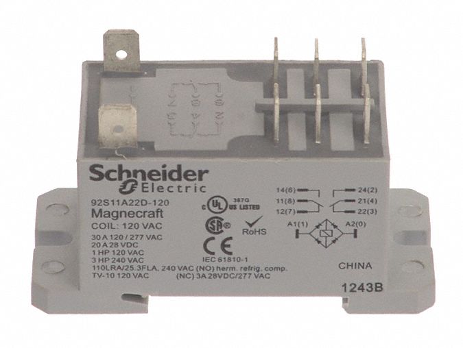 SCHNEIDER ELECTRIC 120V AC, 8Pin Bottom Flange, Din Rail Enclosed