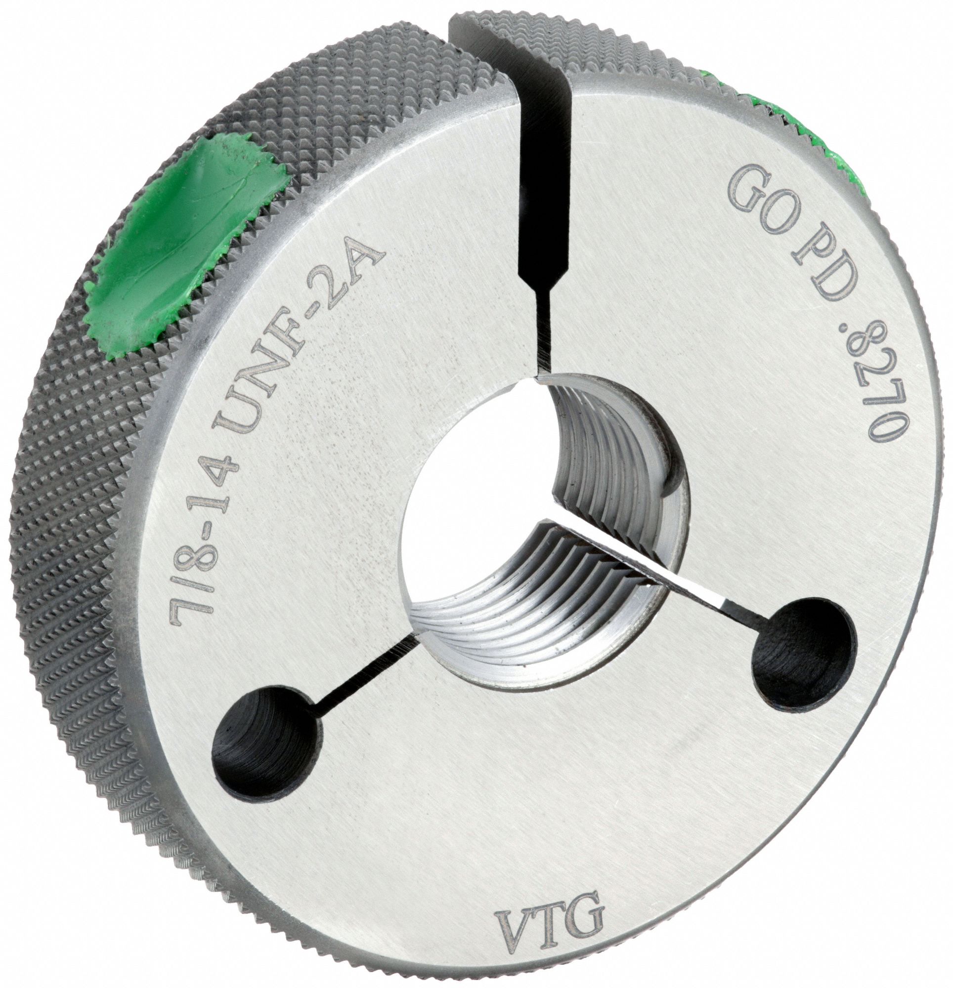 VERMONT GAGE, 7/8"14 Thread Size, Go (Plus), Threaded Ring Gauge