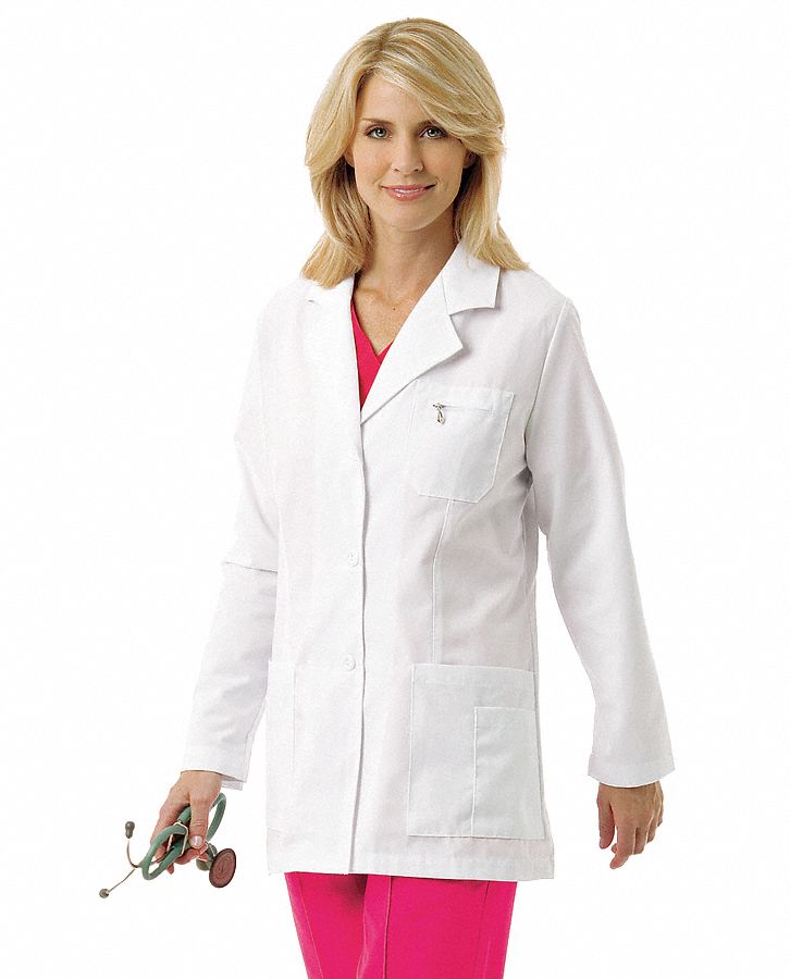 LANDAU Lab Coat, XL, Polyester/Cotton Poplin, White, 32 in Length