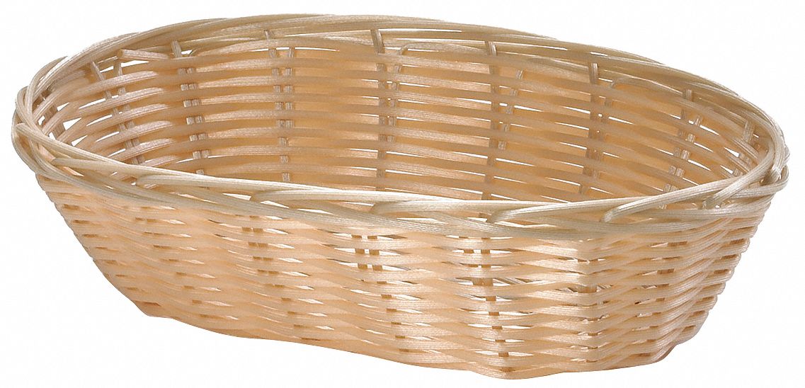 Food Serving Basket, Oval, 9 1/4 in Depth, 6 1/2 in Width, 3 1/4 in