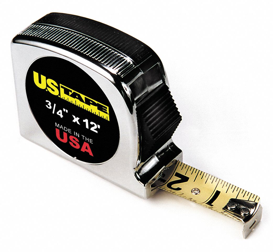 US TAPE Tape Measure 16 ft Blade Lg, 3/4 in Blade Wd, in/ft, Closed