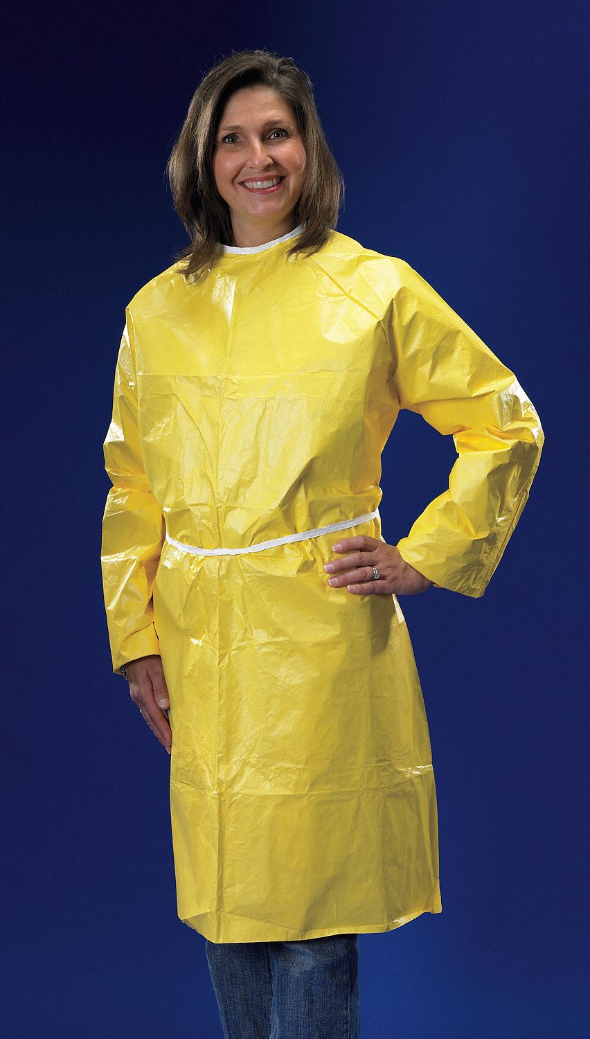 LAKELAND Chemical Resistant Bib Apron, Yellow, 53 in Length, 28 in