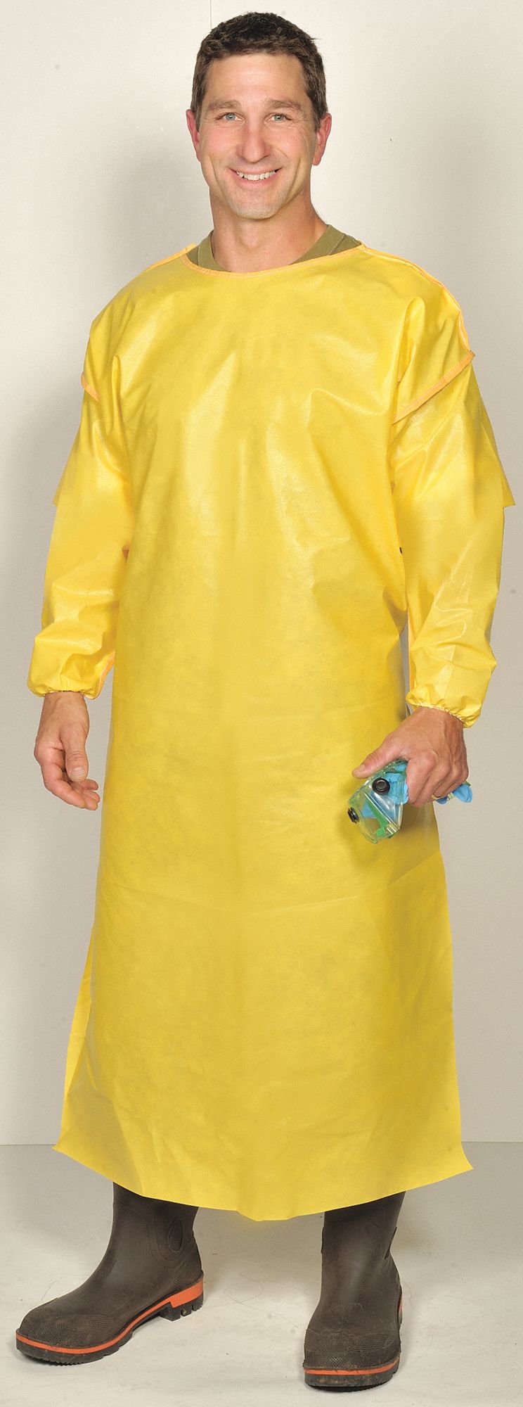 LAKELAND Chemical Resistant Apron, Yellow, 53" Length, 28" Width