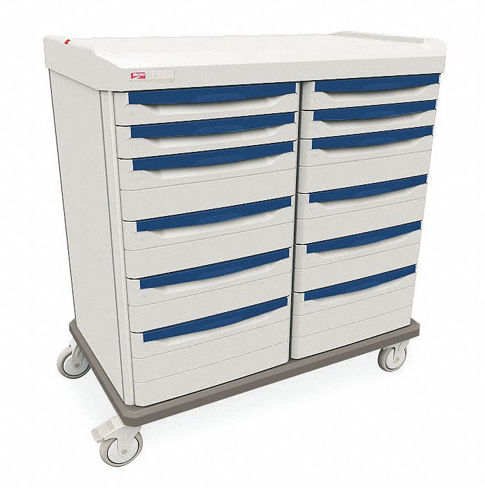 METRO, Polymer, (4) Swivel, General Medical Supply Cart with Drawers