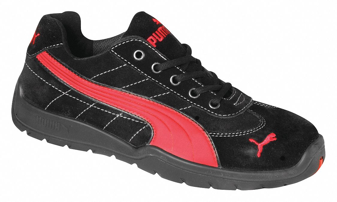 PUMA SAFETY SHOES Athletic Shoe, 12, EE, Men's, Black/Red, Steel Toe