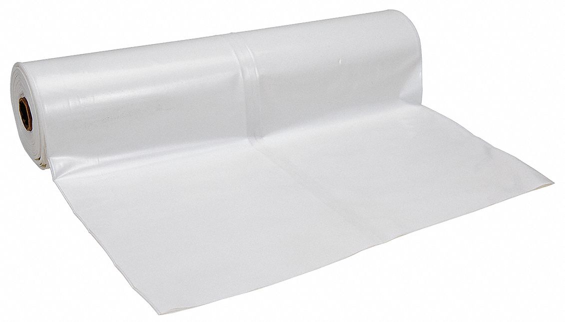POLAR PLASTICS Construction Film Std Duty, 4 mil Thick, 20 ft Wd, 100 ft Lg, White
