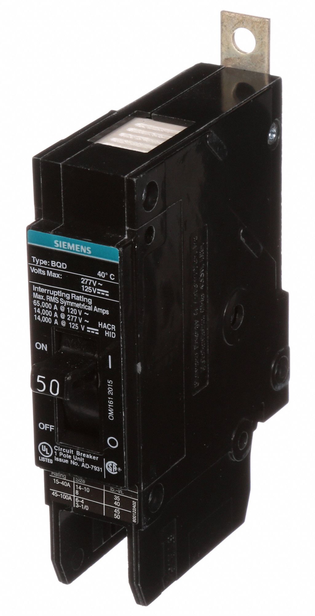 SIEMENS Miniature Circuit Breaker 50 A Amps, 277V AC, Single Phase