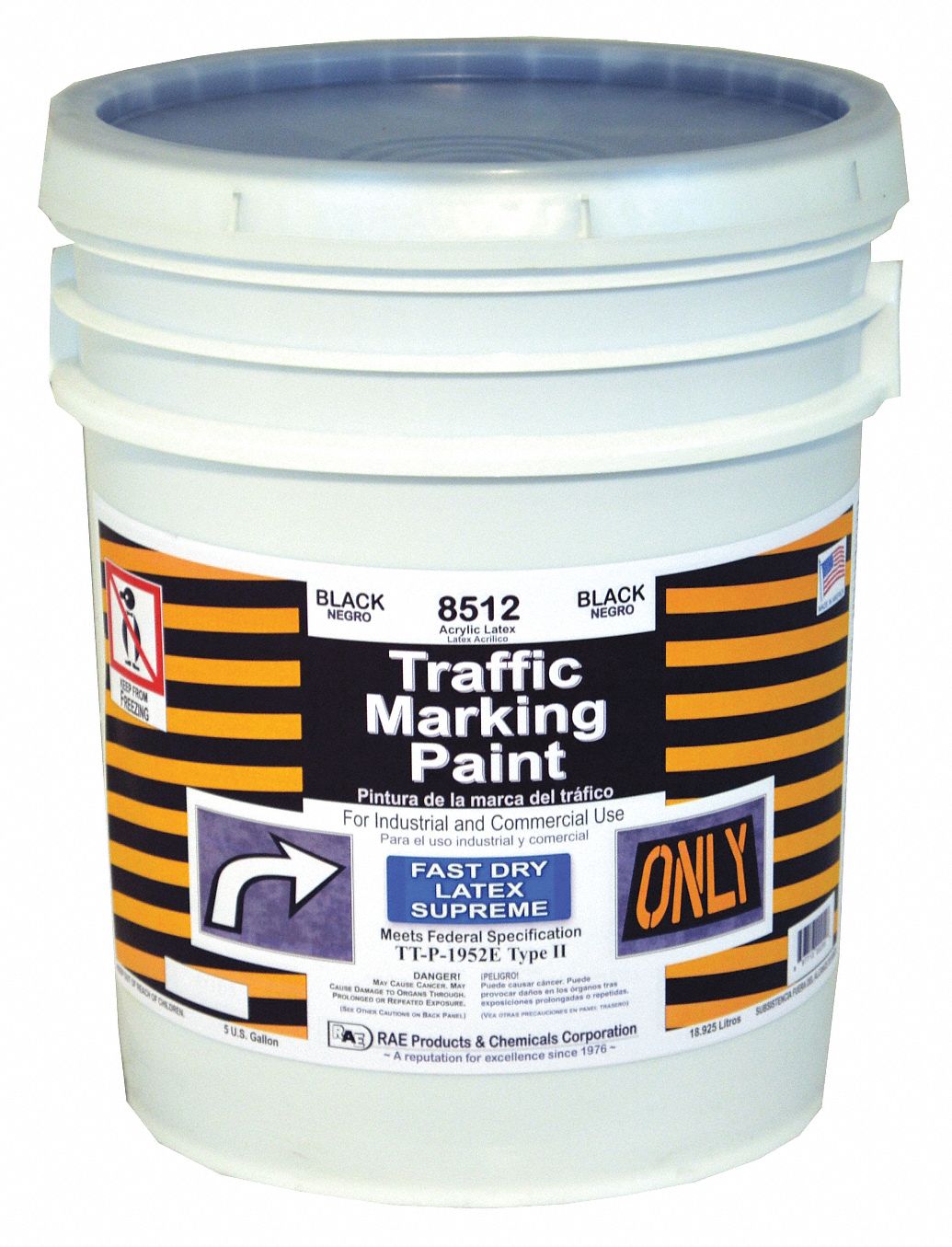 RAE Latex AcrylicBase Traffic Zone Marking Paint, Black, 18.9 L