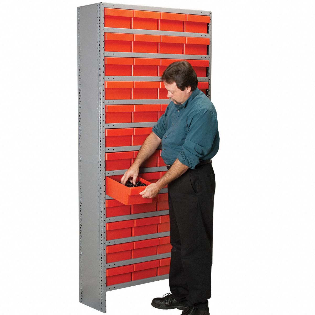 AKROMILS Enclosed Bin Shelving 36 in x 12 in x 79 in, 1 Sided, 48