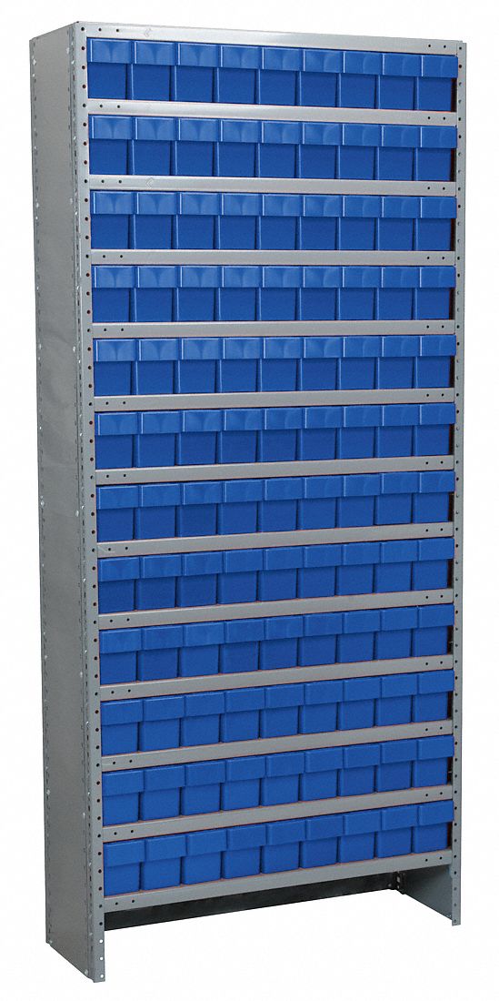 AKROMILS, 36 in x 12 in x 79 in, 1 Sided, Enclosed Bin Shelving