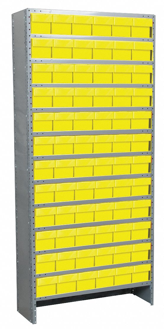 AKROMILS Steel Enclosed Bin Shelving with 72 Bins, 36 inW x 18 inD x