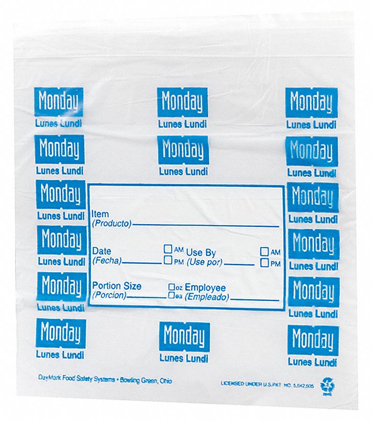 DAYMARK Portion Bag Flip Top, Portion Bag, 6 1/2 in Dp, 6 1/2 in Wd, 7 in Lg, Clear, 2,000 PK