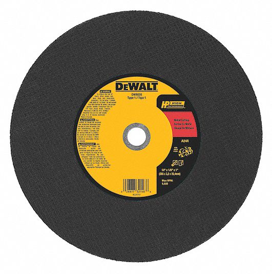 DEWALT 14 in, Type 1 Aluminum Oxide Abrasive CutOff Wheel, 1 in Arbor