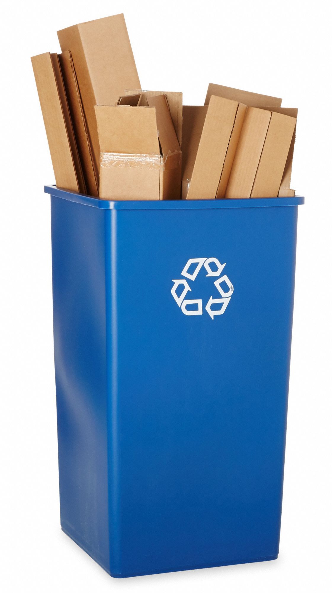 RUBBERMAID COMMERCIAL PRODUCTS 50 gal Square Recycling Can, Plastic