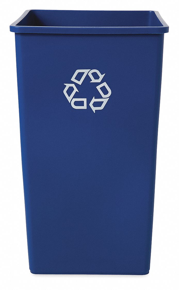 RUBBERMAID COMMERCIAL PRODUCTS 50 gal Square Recycling Can, Plastic, Blue 6HH27FG395973BLUE