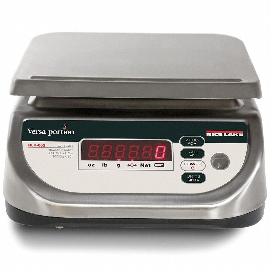 RICE LAKE WEIGHING SYSTEMS, 60 lb Wt Capacity, 7 7/8 in Weighing Surface Dp, Bench Scale 6HNK5