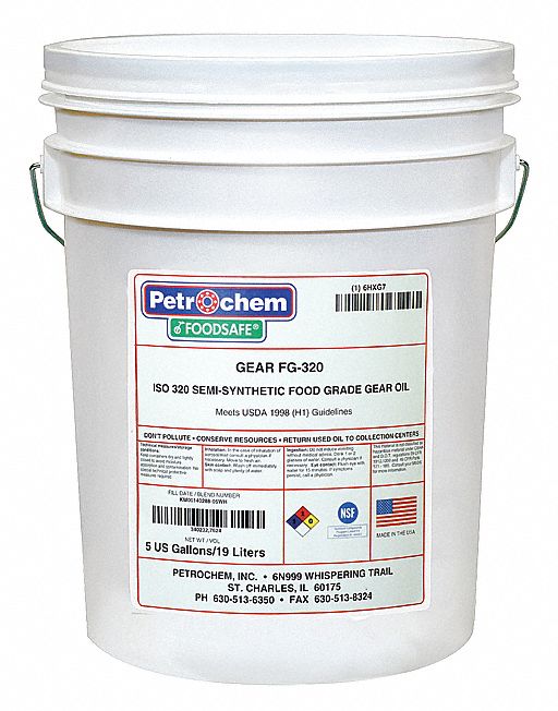 PETROCHEM, GEAR, 5 gal, Gear Oil 6HXG7FOODSAFE GEAR FG320005
