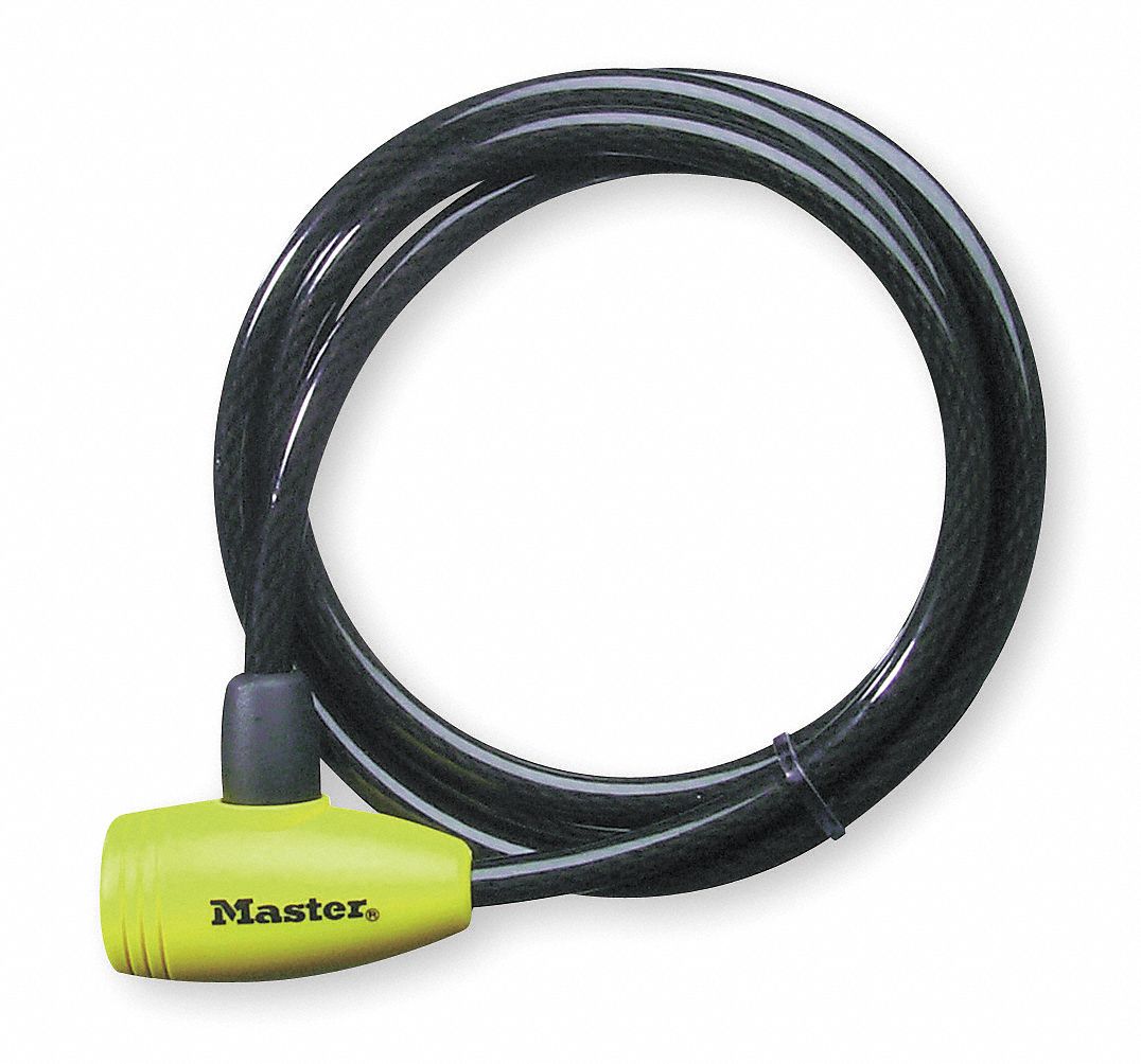 MASTER LOCK Fixed Length Cable Locks, 6 ft Cable Length, Braided Steel