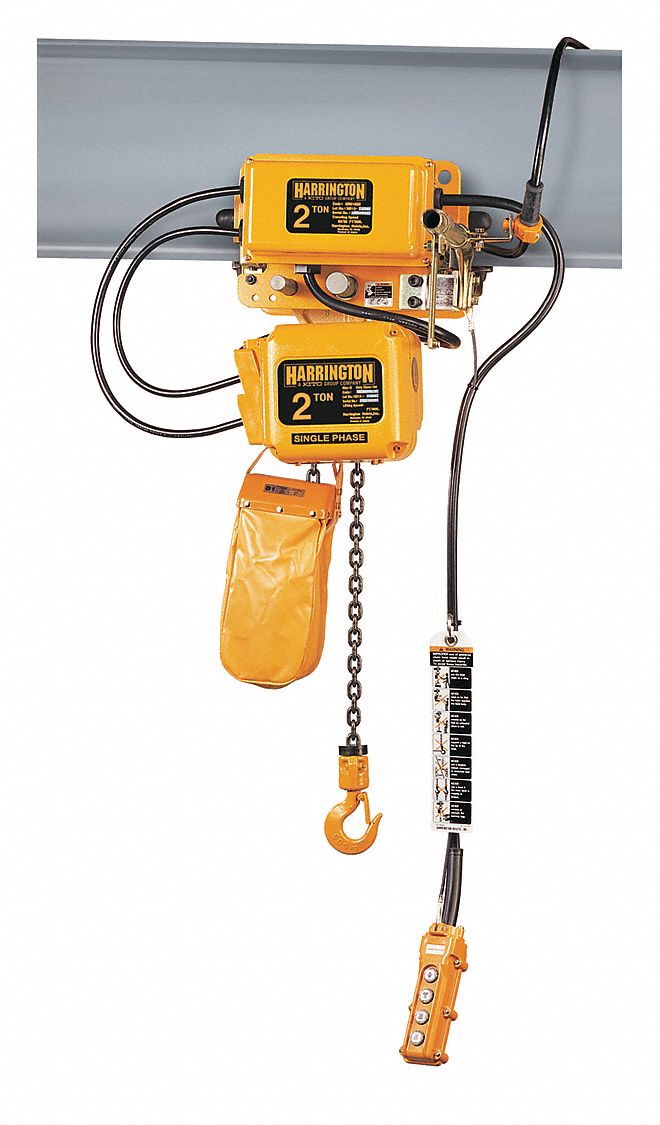 HARRINGTON H4 Electric Chain Hoist, 4,000 lb Load Capacity, 115/230V