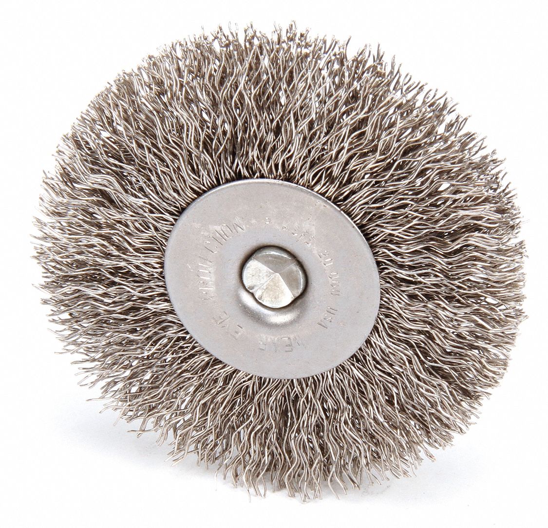 WEILER 3 in Crimped Wire Wheel Brush, Shank Mounting, 0.014 in Wire Dia