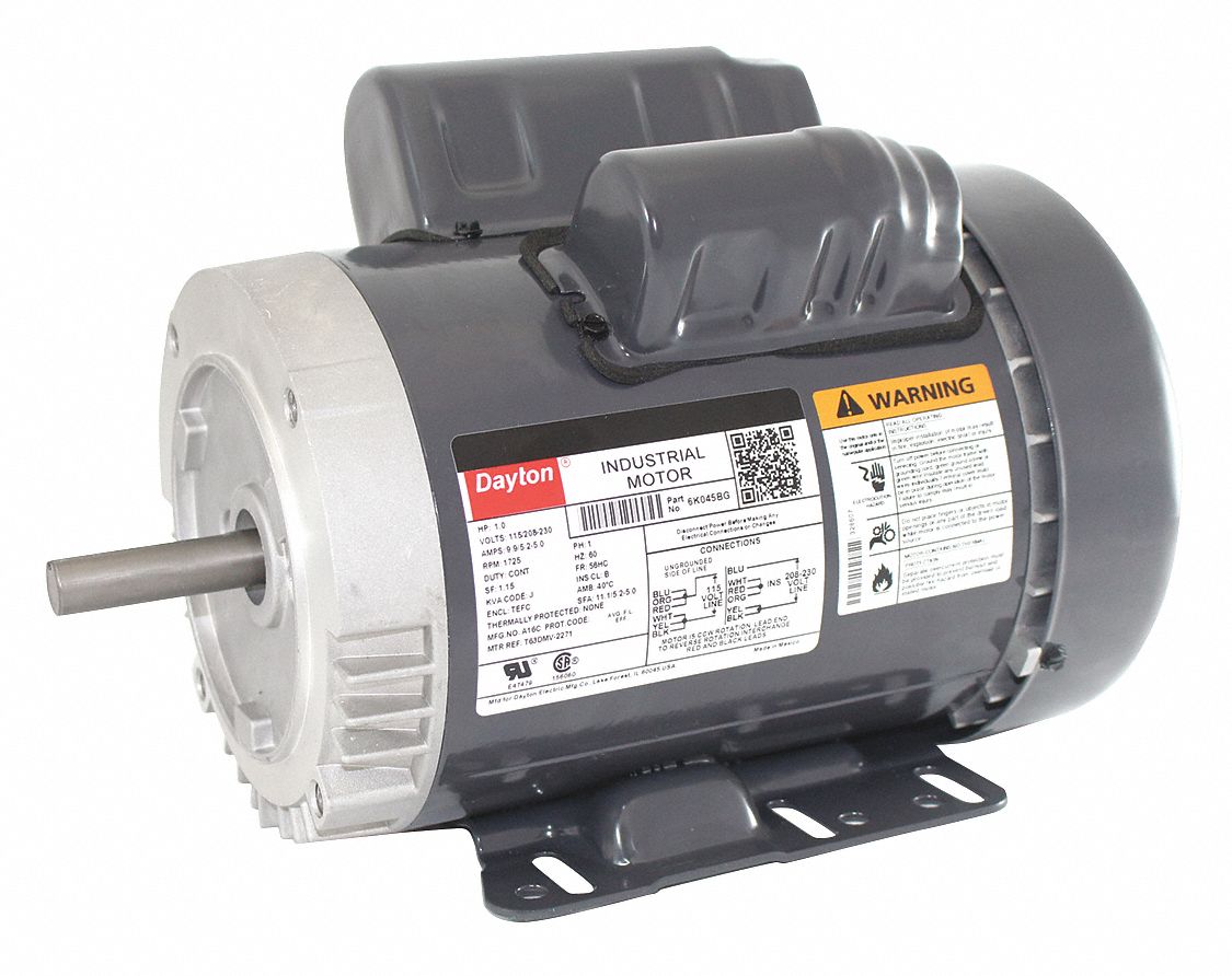 Dayton General Purpose Motor Totally Enclosed Fan Cooled Face Base Mount 1 Hp 115 208 230v Ac 6k045 Grainger