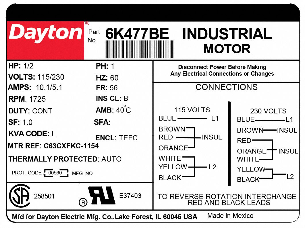 DAYTON General Purpose Motor: Totally Enclosed Fan-Cooled, Cradle Base