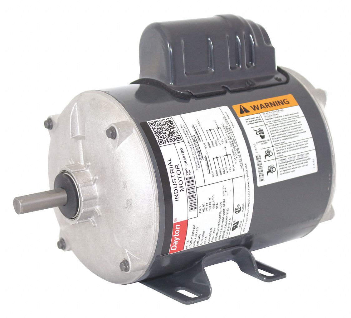 DAYTON General Purpose Motor, 1/3 HP, Capacitor-Start, Nameplate RPM