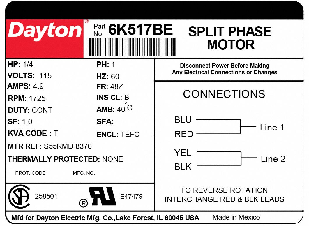 DAYTON General Purpose Motor: Totally Enclosed Fan-Cooled, Cradle Base