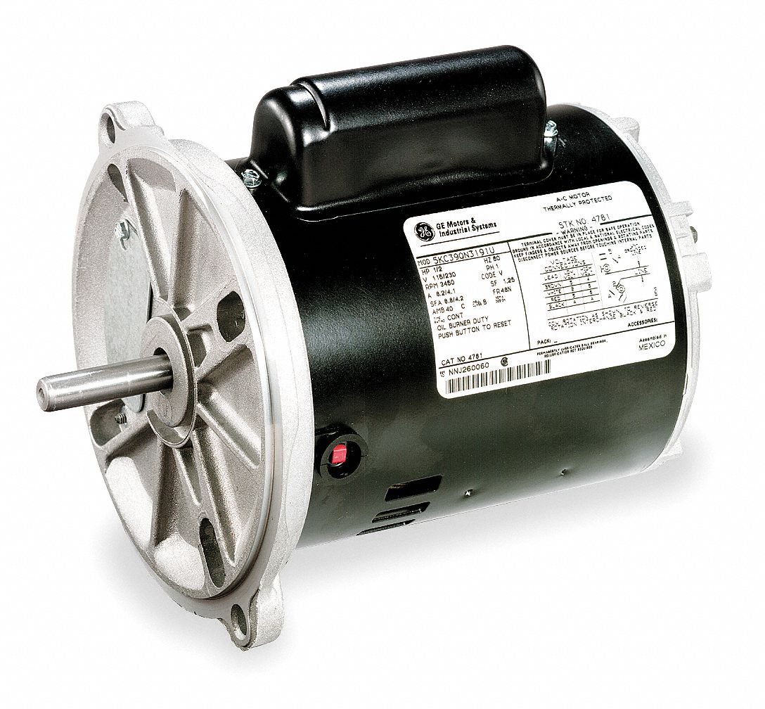 1/3 HP Oil Burner Motor, 3450 Nameplate RPM,115/230 Voltage, Frame 48N