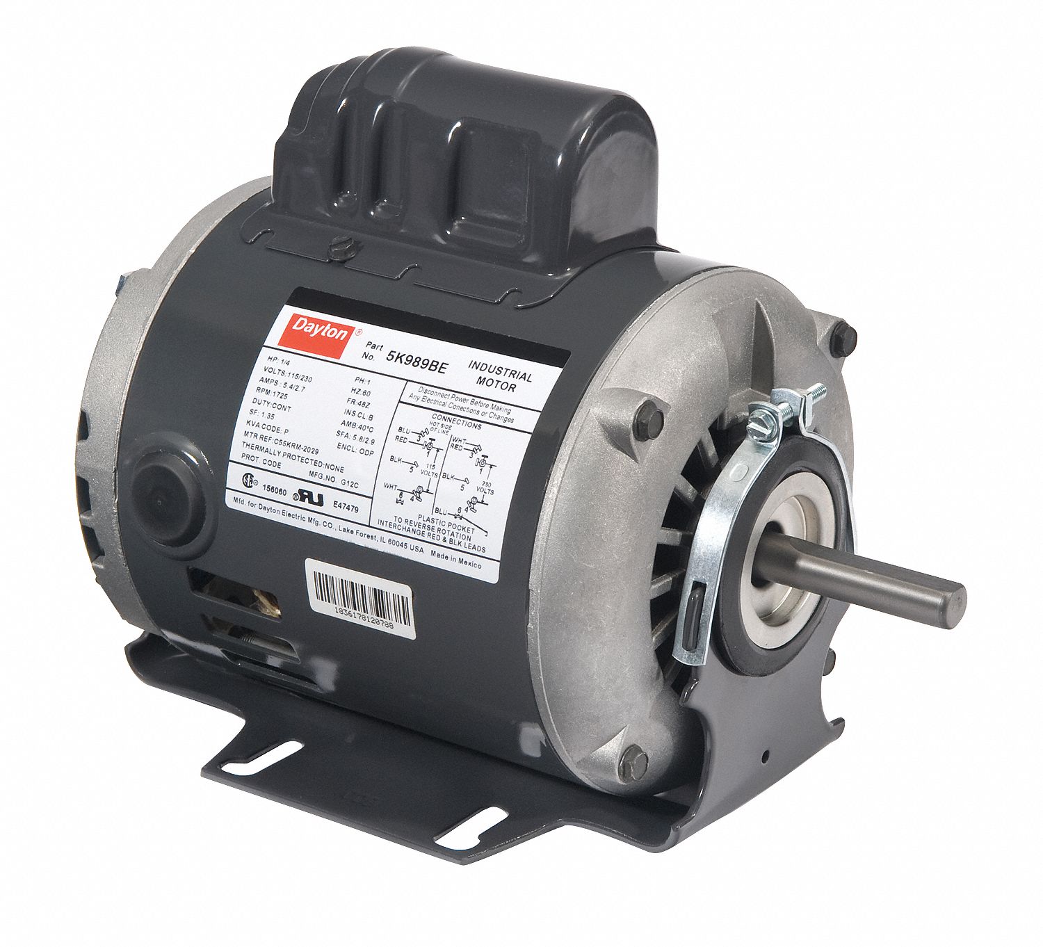 General Purpose Motor, 1/2 HP, Capacitor-Start, Nameplate RPM 1725