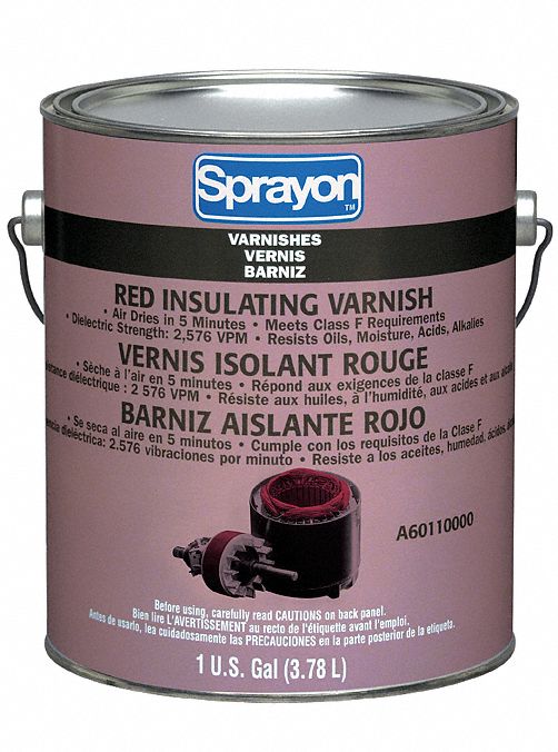 Insulating Varnish, Color Red, Dry Time 1 to 2 hr Grainger