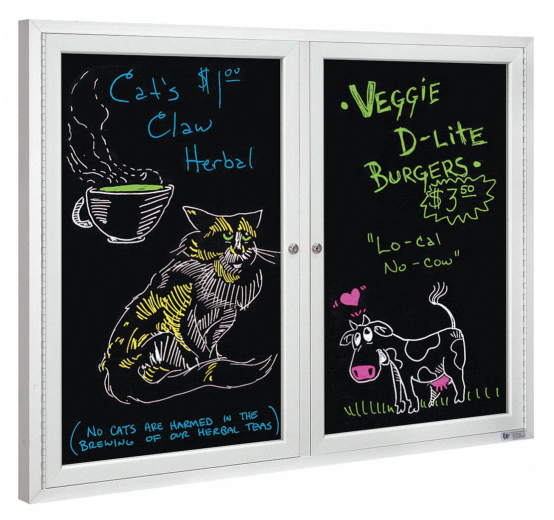 UNITED VISUAL PRODUCTS Dry Erase Indoor Enclosed Bulletin Board