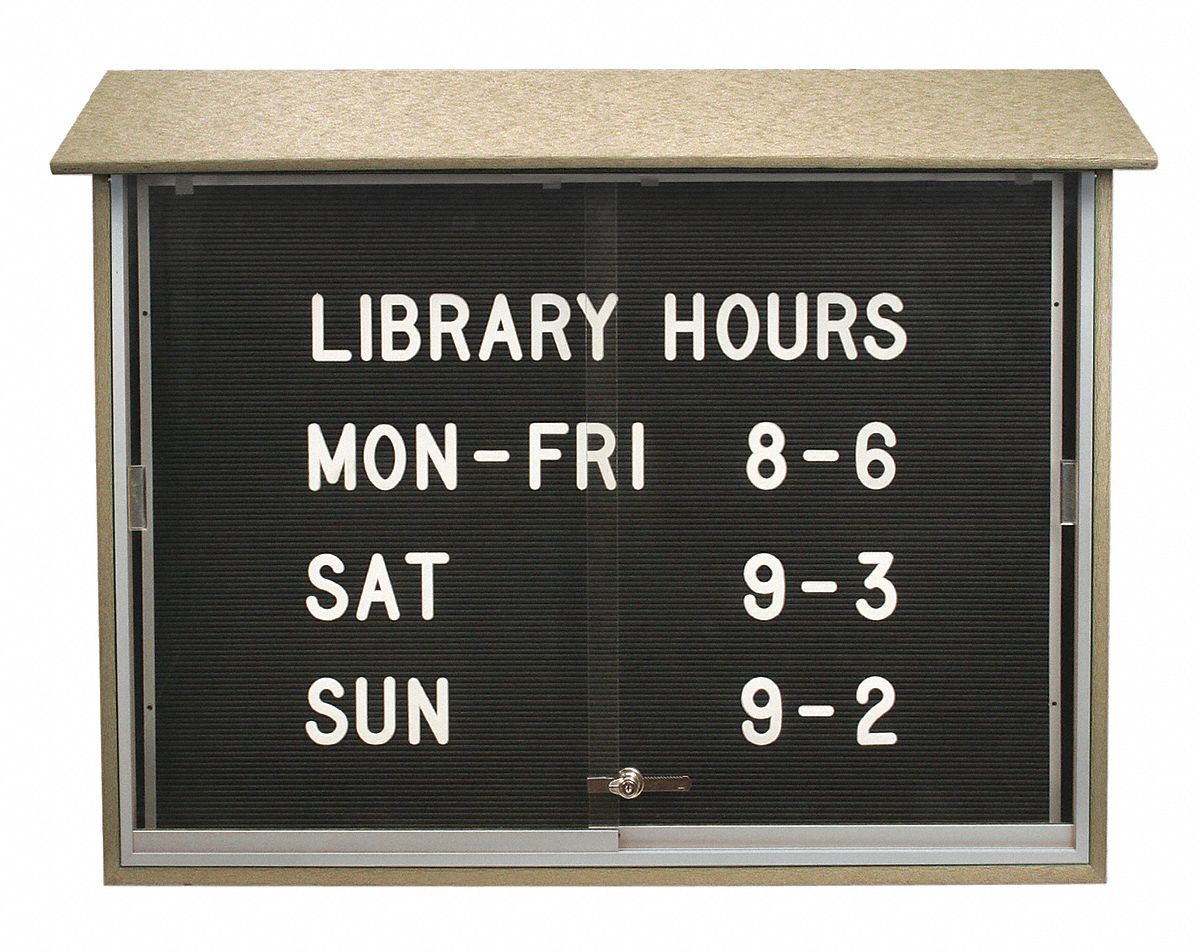 UNITED VISUAL PRODUCTS, Vinyl, 45 in Wd, Enclosed Bulletin Board