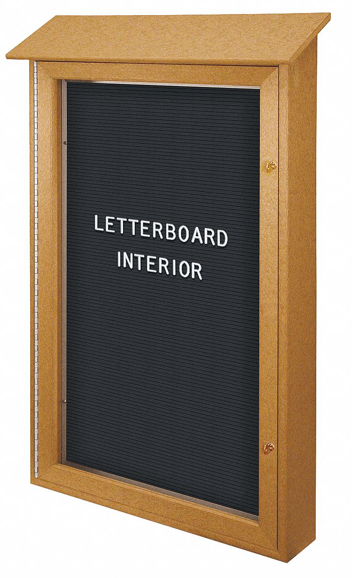 UNITED VISUAL PRODUCTS, Vinyl, 26 in Wd, Enclosed Bulletin Board