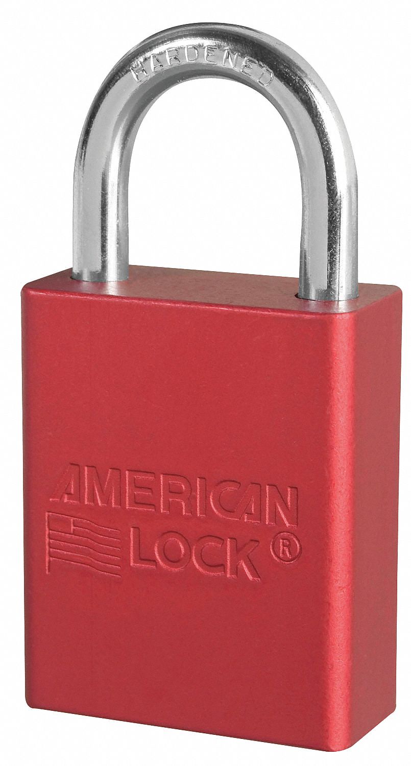 AMERICAN LOCK Lockout Padlock Aluminum Body, 1 in Shackle Ht, 1 7/8 in
