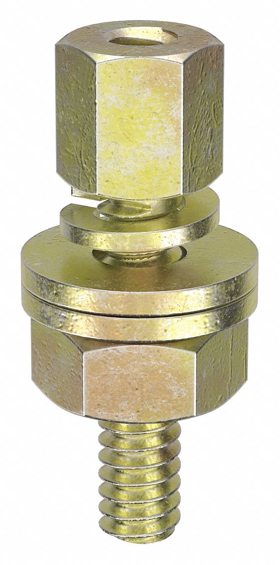 GRAINGER APPROVED Jack Screw Standoff, Steel, YellowPlated, 3/16" Hex