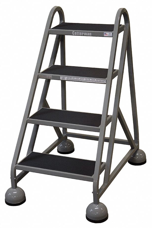 COTTERMAN 4Step Rolling Ladder, Antislip Vinyl Step Tread, 40 in