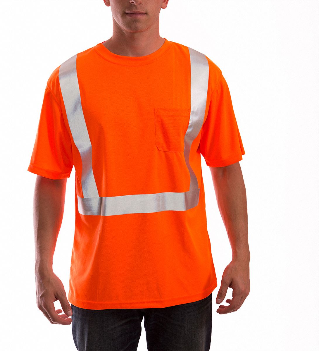 TINGLEY Orange High Visibility TShirt, 2XL, Birds Eye Polyester, 311/