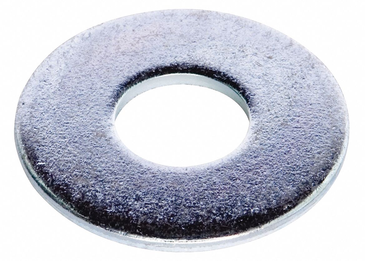 GRAINGER APPROVED Steel Flat Washer, Zinc Plated Fastener Finish, Fits