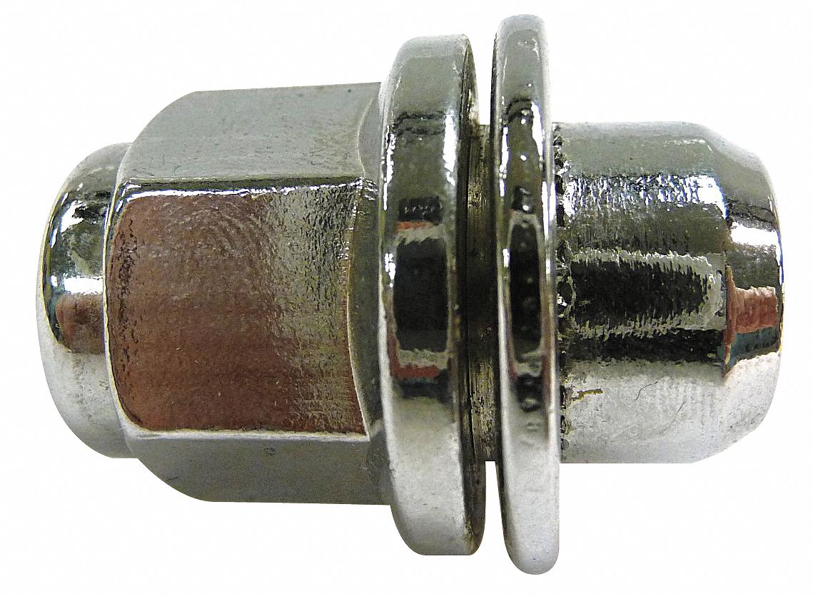 GRAINGER APPROVED M121.50 Hex Flange Cap Nut, Chrome Plated Finish