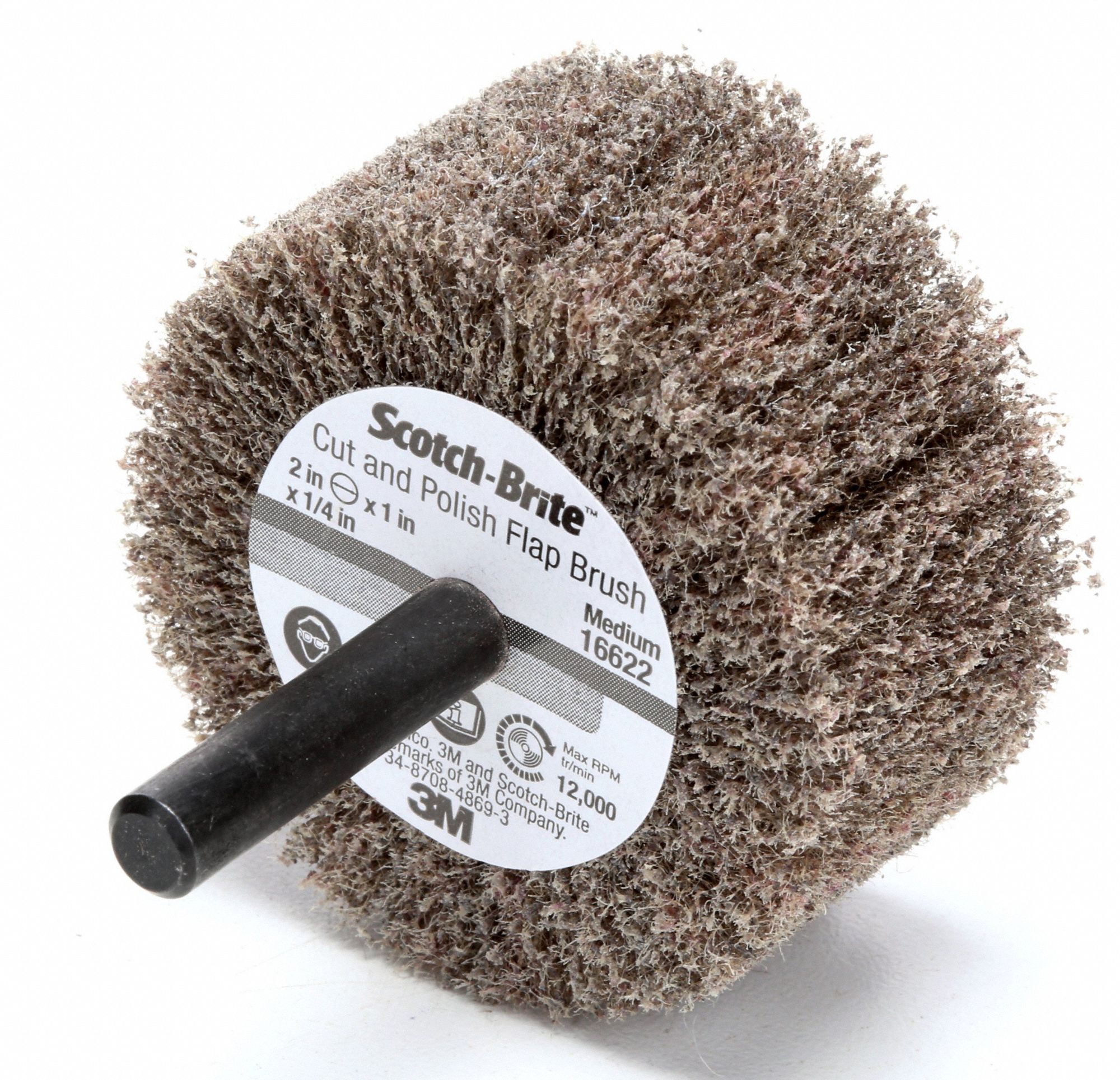 SCOTCHBRITE NonWoven, Straight, Mounted Flap Wheel, Aluminum Oxide, 2