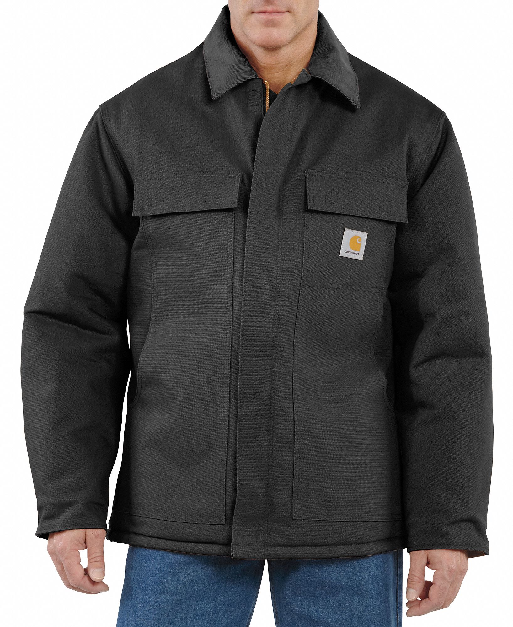 CARHARTT Coat Jacket, Men's, Jacket Garment, 2XL, Black, Regular