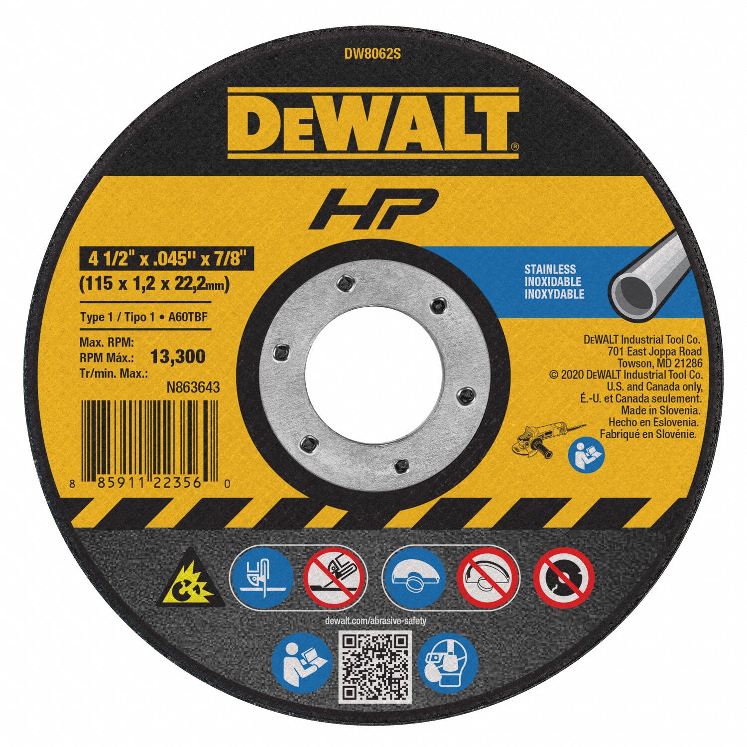 DEWALT Abrasive CutOff Wheel 4 1/2 in Abrasive Wheel Dia, Aluminum