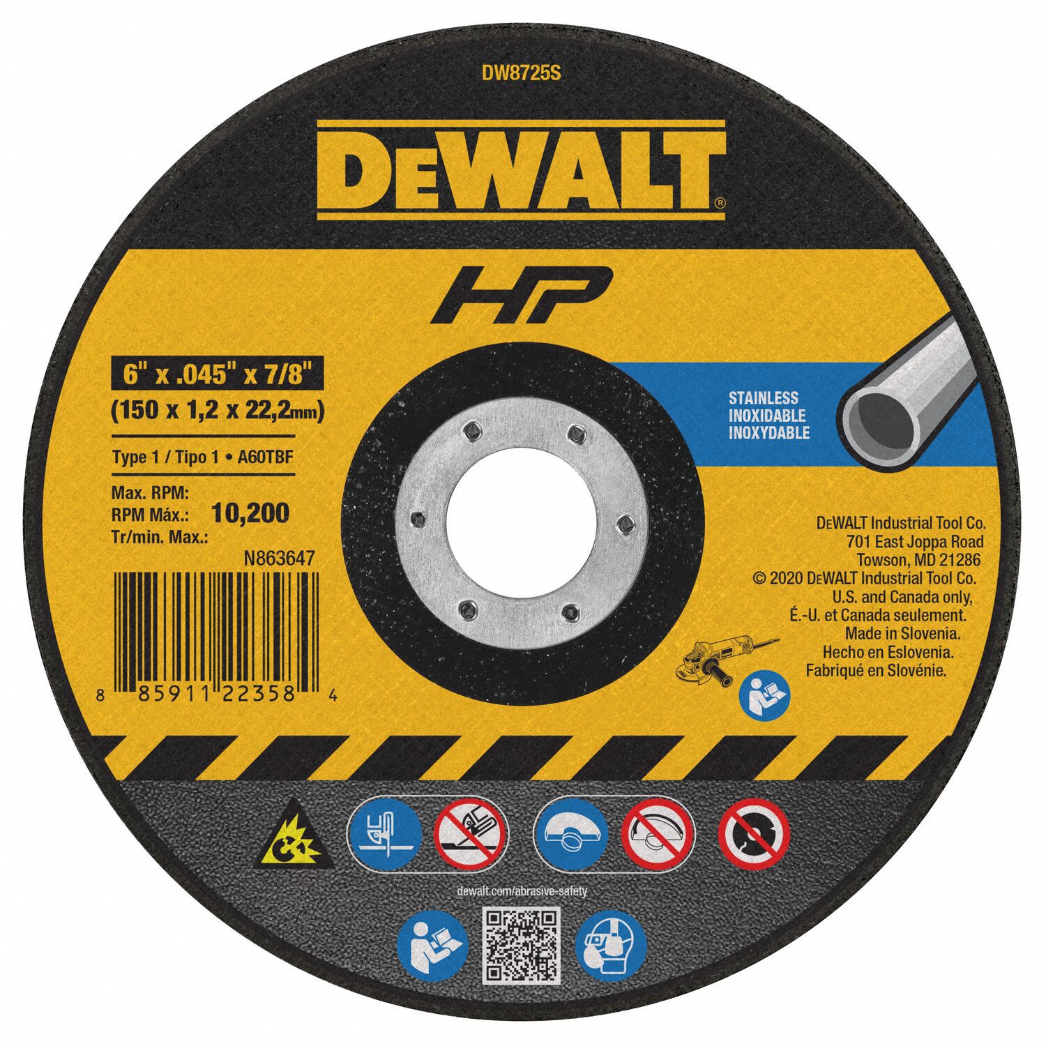 DEWALT, 6 in Abrasive Wheel Dia, Aluminum Oxide, Abrasive CutOff Wheel