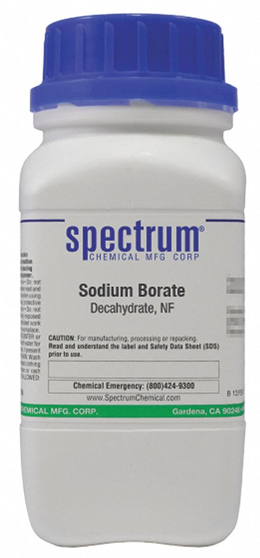 SPECTRUM Sodium Borate, Decahydrate, NF, Analytical Reagents, Bottle, 500 g 6TYY0S1183500GM