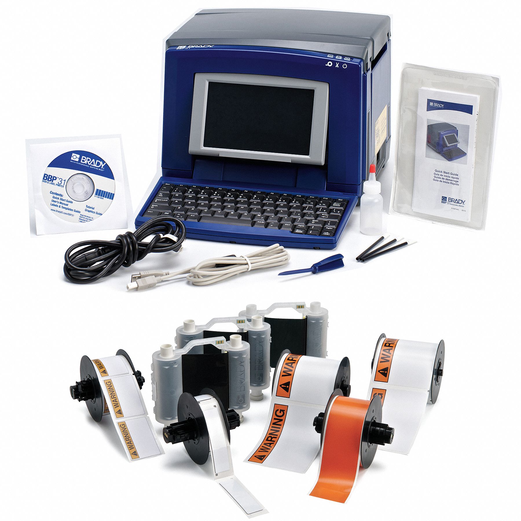 BRADY Desktop Label Printer Kit,BBP31,4in Tape 6UNN1BBP31PIPEKIT