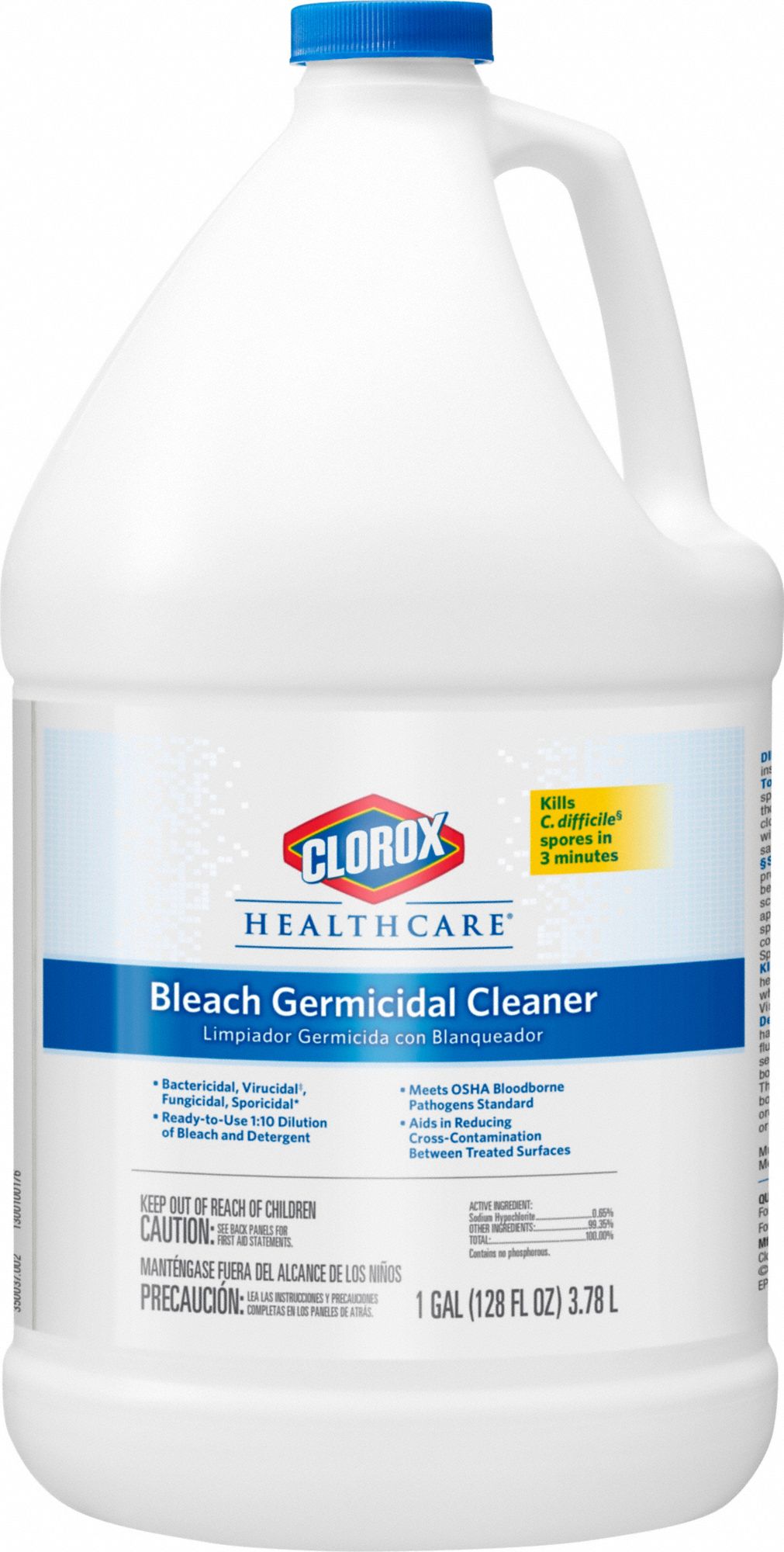 CLOROX HEALTHCARE, Jug, 128 oz Container Size, Bleach Germicidal